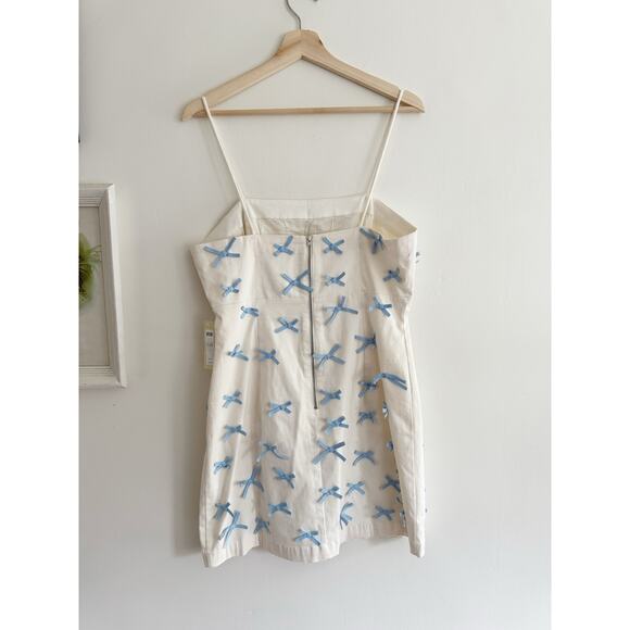 BHLDN Blue Bow Fitted Mini Dress Size 12 NEW - Picture 7 of 11